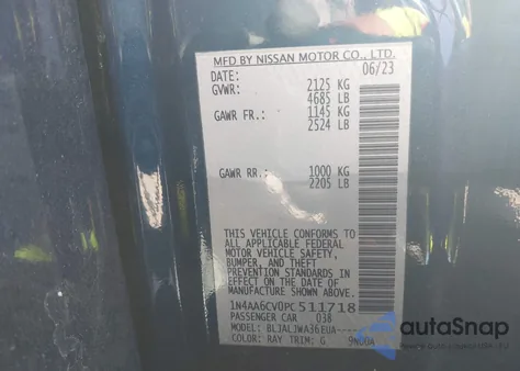 2023 Nissan Maxima Sv Xtronic Cvt from USA, damaged, VIN 1N4AA6CV0PC511718